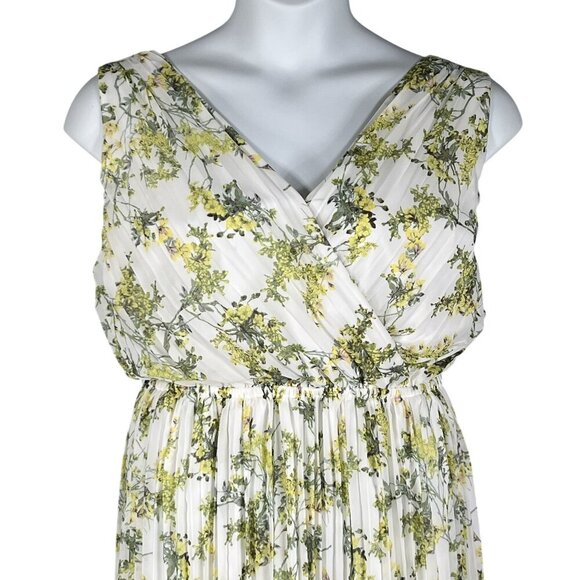 Alex Marie Size 16 White Green Floral Pleated Midi Easter Spring Dress MSRP $149 - Picture 7 of 16